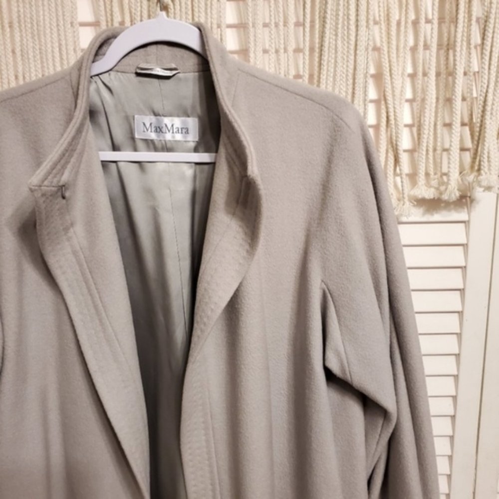 🚫MAXMARA Gray Virgin Wool Cashmere Open Overcoat - Picture 4 of 8